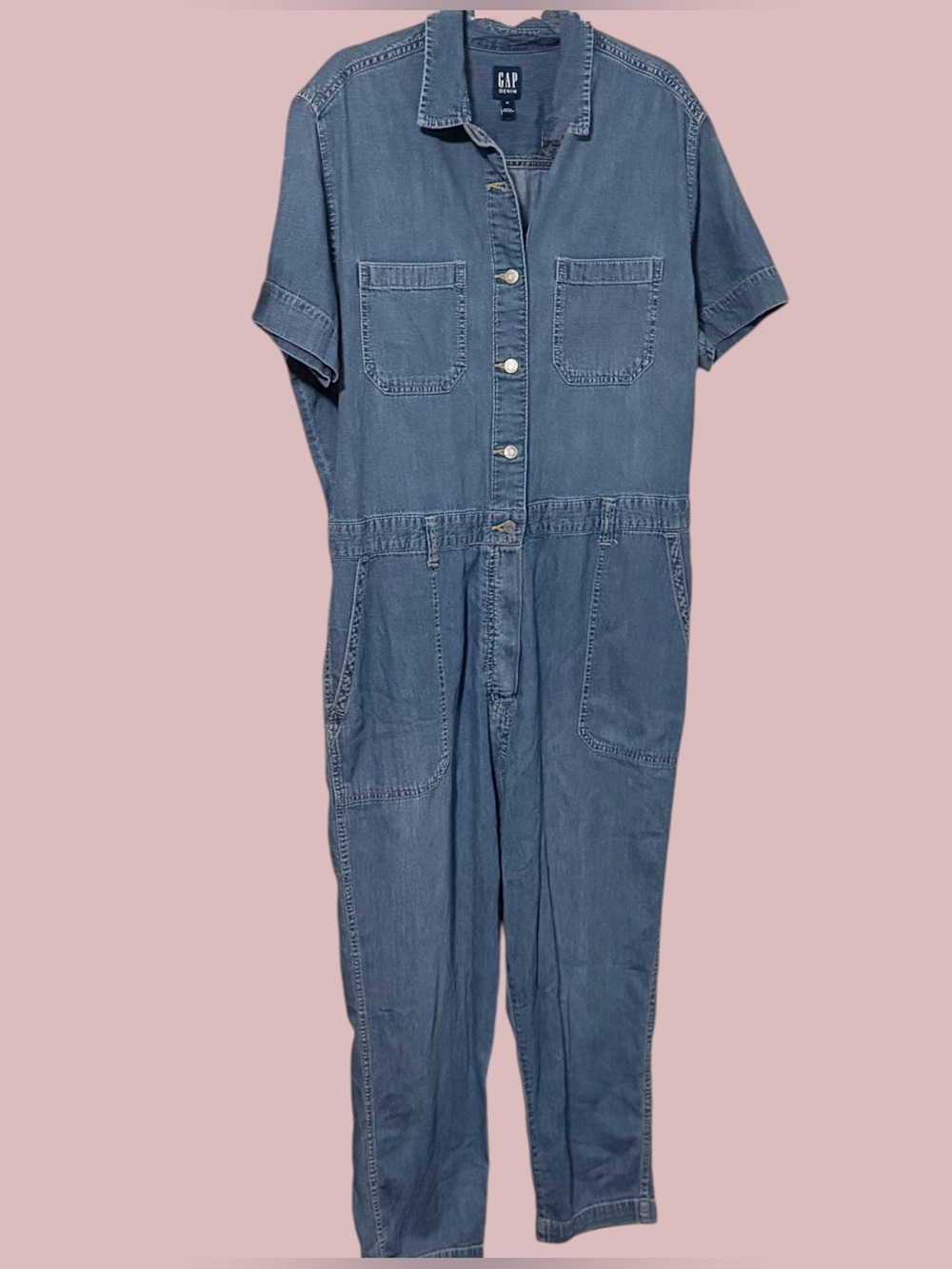 GAP Denim ~ Boiler Suit ~ Button Front Top ~ Medium to Light Denim ~Straight Leg